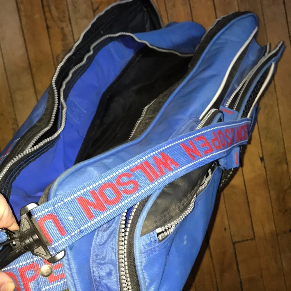 Wilson Blue Duffel Tennis Bag with Bold US Open White Logo